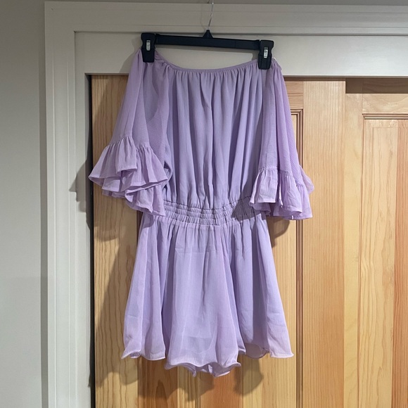 Lilac Off The Shoulder Romper - Picture 1 of 3